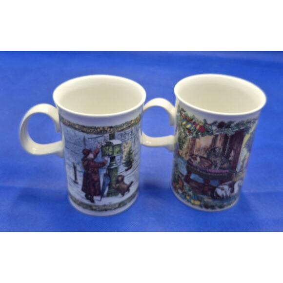 DUNOON Christmas Mugs Santa's Arrival & Christmas Past 10oz Set of Two Scotland - Picture 11 of 11